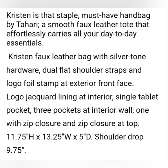 Tahari two-tone retails for $118 "Kristen" faux leather tote. NWT - Picture 3 of 10